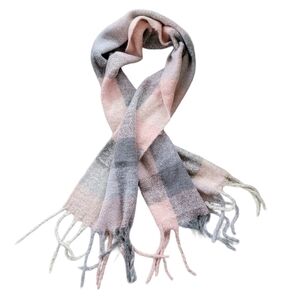 🎅NEW Chunky Pink Gray Hues Buffalo Print Scarf